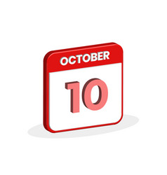 10th October Calendar 3d Icon 3d October 10