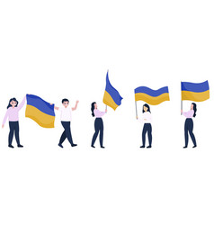 People Holding The Ukrainian Flag