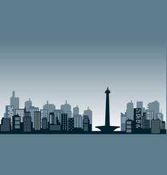 City Silhouette Background And Tall Buildings