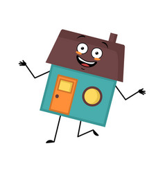 Cute House Character With Crazy Happy Emotions