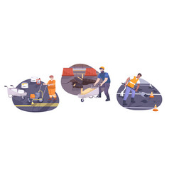 Road Repair Flat Icon Set