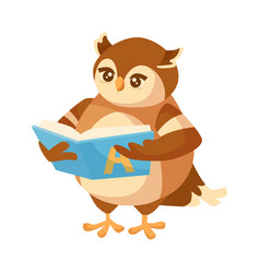 Cute Owl Cartoon Character Reading