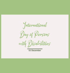 International Day Of Persons With Disabilities