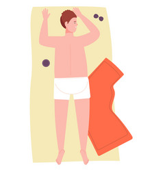 Man Sleep On Beach Towel Resting Person Top View