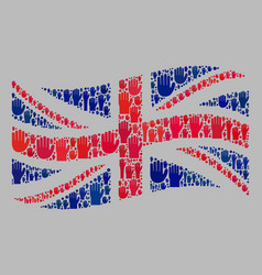 Waving Democracy Great Britain Flag - Collage