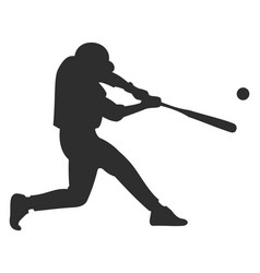 Baseball Player Hitting Ball With Bat Black