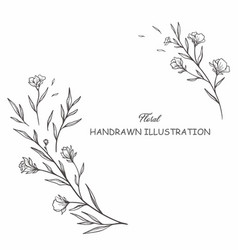 Flower Line Art Frame Hand Drawn