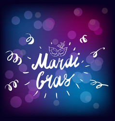 Mardi Gras Hand Drawn Lettering And Mask