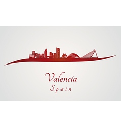 Valencia Skyline In Red