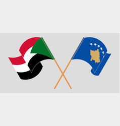 Crossed And Waving Flags Of Kosovo And Sudan