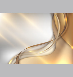 Elegant 3d Template Golden Wave Shapes And Ribbon