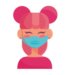 Isolated Cute Female Character Avatar With Mask