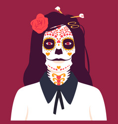 Portrait A Woman With Sugar Skull Makeup