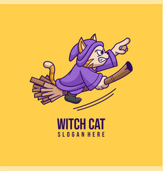 Simple Mascot Logo Witch Cat Character Design