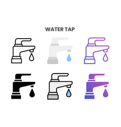 Water Tap Icons Set With Different Styles