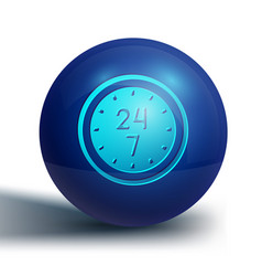 Blue Clock 24 Hours Icon Isolated On White