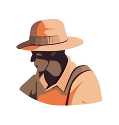 Farmer Man Wearing Straw Hat