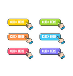 Hand Cursor Icon With Blue Click Button Click