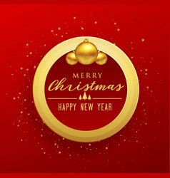 Merry Christmas Design With Golden Frame And Balls