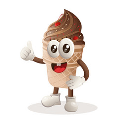 Cute Ice Cream Mascot Thumbs Up