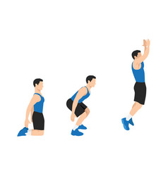 Floor Power Jumps Knee To Jump Squats Exercise