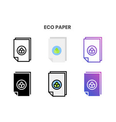 Eco Paper Icons Set With Different Styles