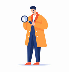 Hand Drawn Detective With Magnifying Glass