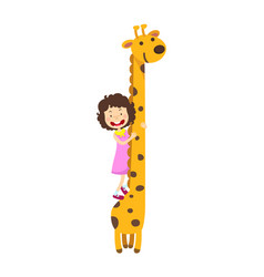 Cute Little Girl Riding Giraffe