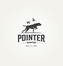 Silhouette Pointer Dog Hunting Badge Logo