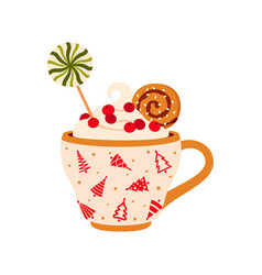 Winter Holiday Christmas Cup With Whipped Cream