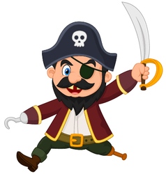 Cartoon happy captain waving hand Royalty Free Vector Image