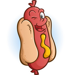 Hot Dog Winking An Eye Cartoon Character