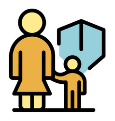 Protected Mother And Kid Icon Flat