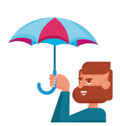 Cute Male Character With An Umbrella