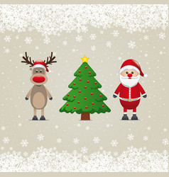 Santa Claus Reindeer And Christmas Tree