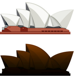 Silhouette Sydney Opera House On White Background