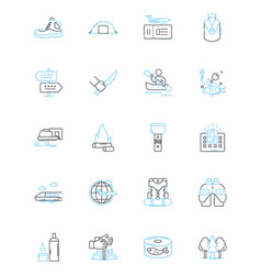 Walking Linear Icons Set Hiking Strolling