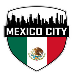 Mexico City Skyline Silhouette Flag Travel