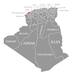 Oran Red Highlighted In Map Algeria