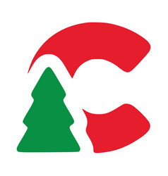 Red Letter C With Fir Clip Art Christmas