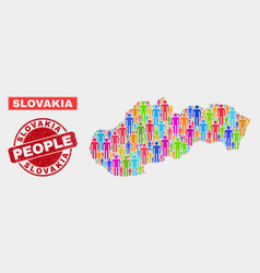 Slovakia Map Population People And Scratched Seal