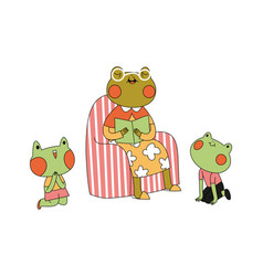 Flat With Frog Character Reading