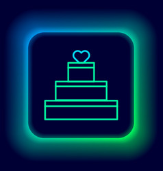 Glowing Neon Line Wedding Cake With Heart Icon