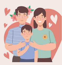 Korean Parents With Son And Hearts