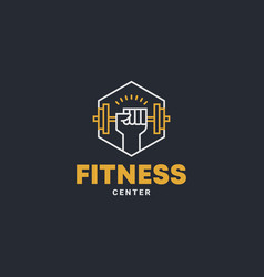 Minimalist Fitness Gym Line Art Icon Label Logo