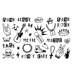 Rock Style Elements Punk Vintage Clipart