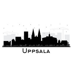 Uppsala Sweden City Skyline Silhouette With Black