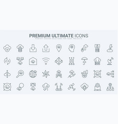 Cloud Computing Thin Line Icons Set Digital Data