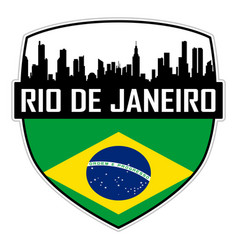 Rio De Janeiro Skyline Silhouette Brazil Flag Logo