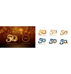 Set Of 50th Anniversary Logotype Design Fifty